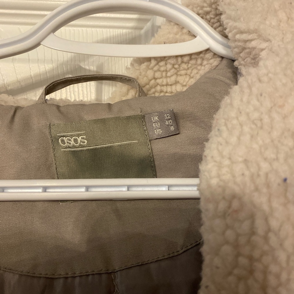 Women's Grey Parka Coat with Faux Fur Collar - Picture 3 of 3